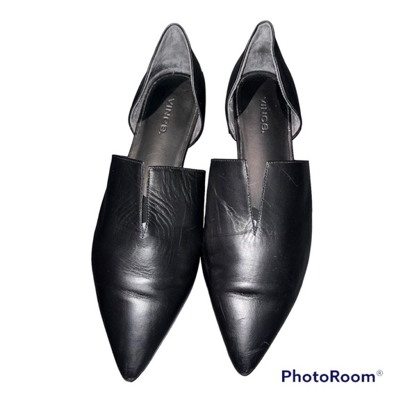 Vince Black Darlington D’orsay Leather Flats - Picture 3 of 10